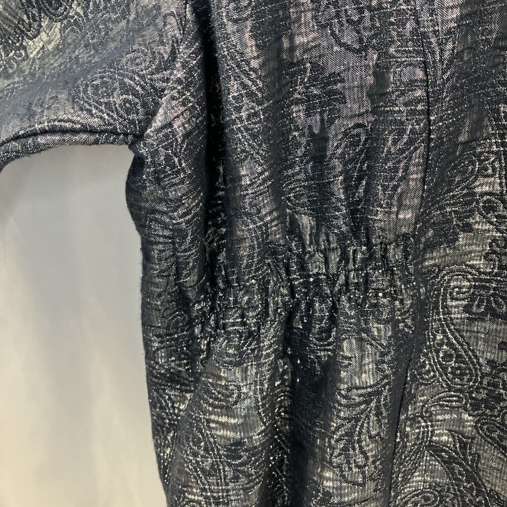 Alfred Dunner Coat Jacket Blue Silver 3/4 Sleeve Button Metallic Women 18W - Picture 6 of 7